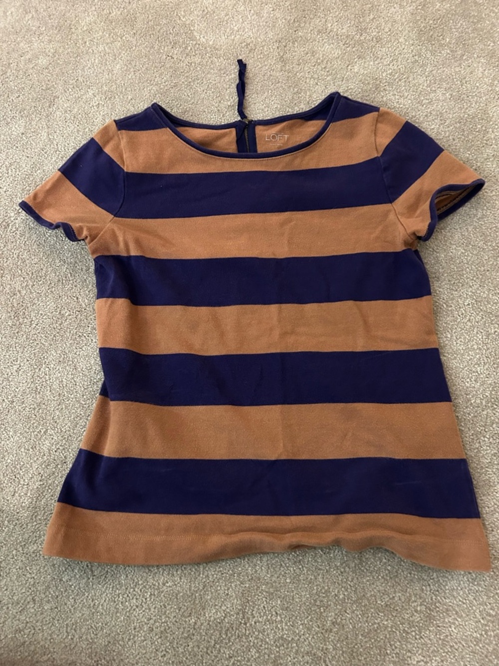 LOFT Wide-Stripe Short Sleeve Top